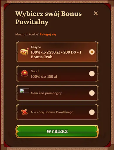 Wybierz swój bonus powitalny w Wild Robin Casino Procedura rejestracji Wild Robin Casino